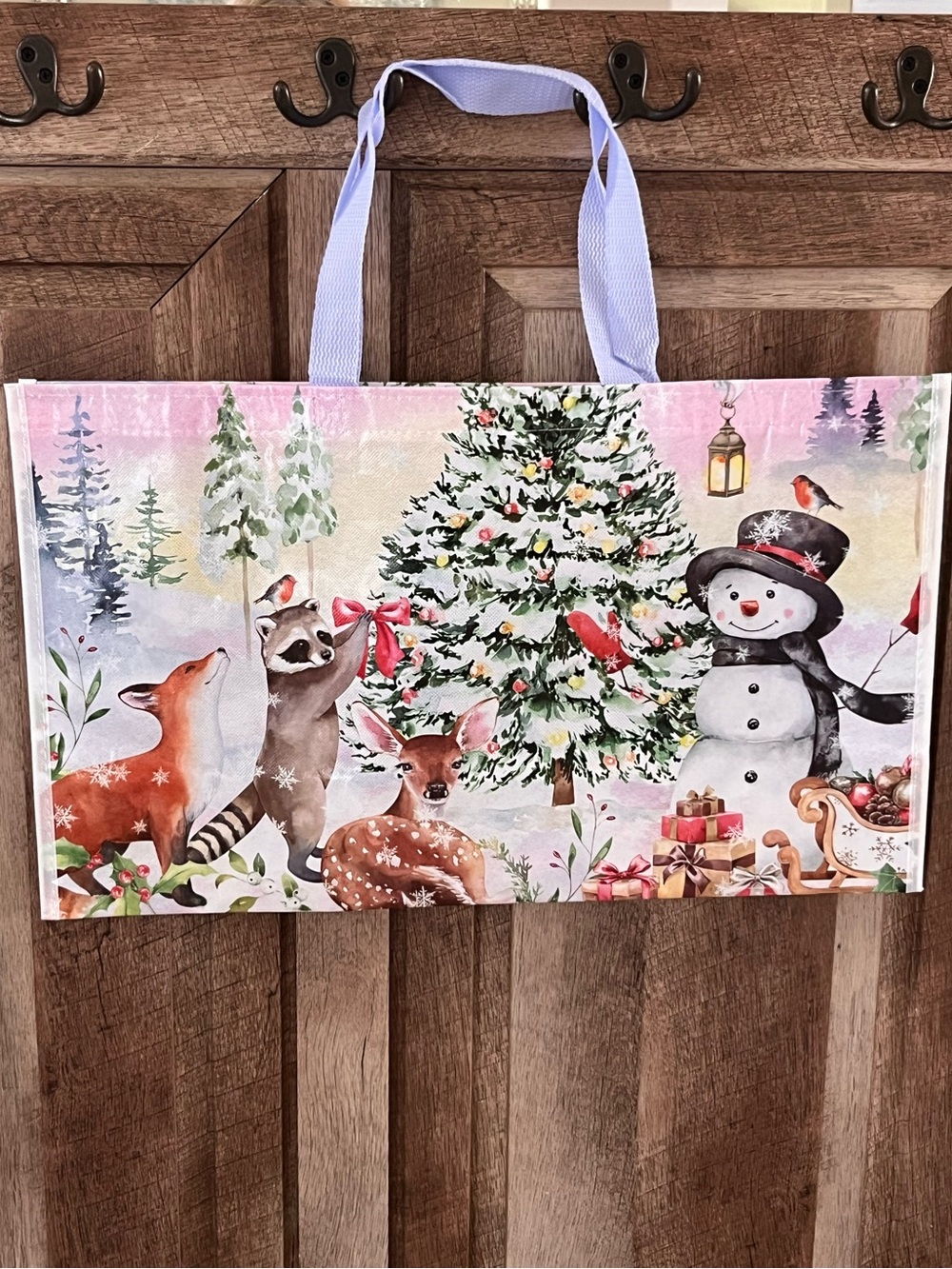 Festive Winter Wonderland Reusable Holiday Tote Bag – Large Christmas Gift Bag